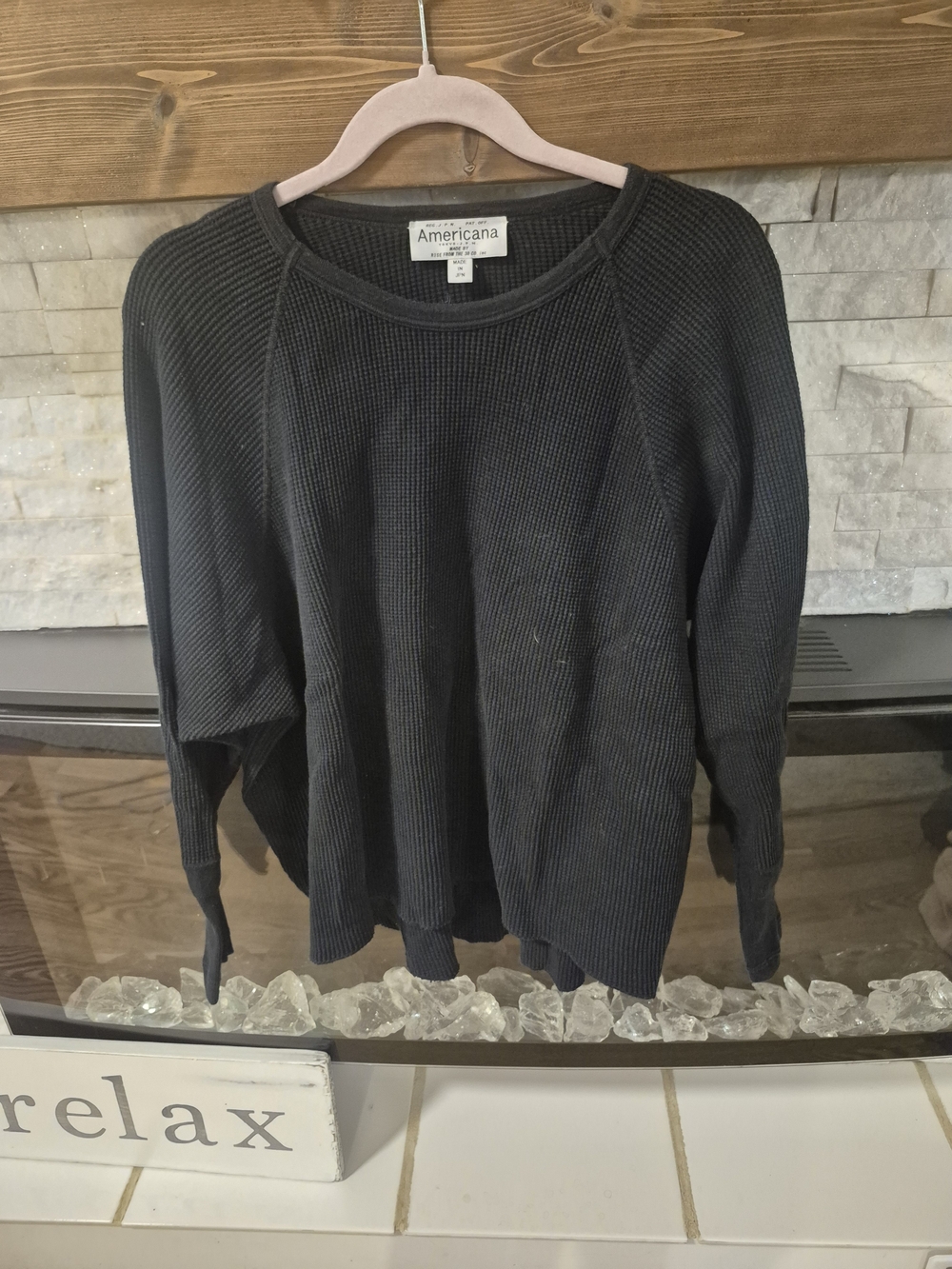 Women's Black Waffle-Knit Pullover Sweater